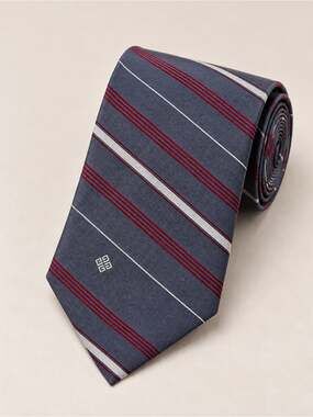 Vintage Givenchy Gentlemen Paris Striped Necktie Gray Red Classic Designer Tie